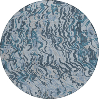 Piper Looms Chantille Swirls ACN1038 Sky Machine Washable Area Rug Round Main Image