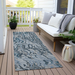 Piper Looms Chantille Swirls ACN1038 Sky Machine Washable Area Rug Runner Outdoor Lifestyle Image Feature
