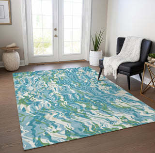 Piper Looms Chantille Swirls ACN1038 Teal Machine Washable Area Rug Lifestyle Image Feature