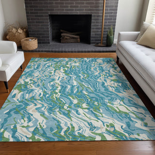 Piper Looms Chantille Swirls ACN1038 Teal Machine Washable Area Rug Lifestyle Image Feature