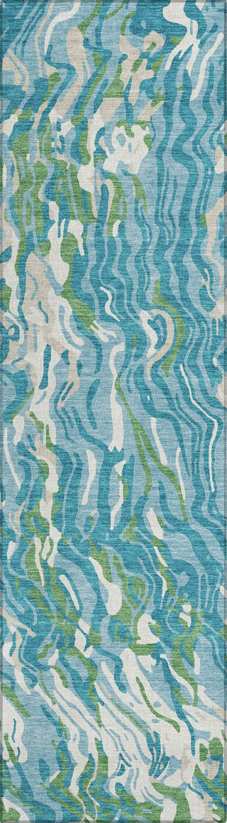 Piper Looms Chantille Swirls ACN1038 Teal Machine Washable Area Rug Runner Main Image
