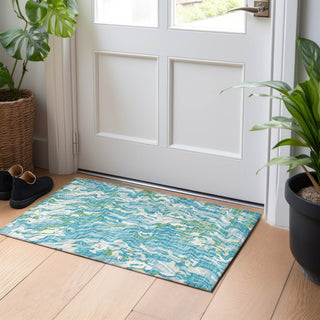 Piper Looms Chantille Swirls ACN1038 Teal Machine Washable Area Rug Scatter Lifestyle Image Feature