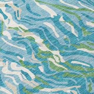 Piper Looms Chantille Swirls ACN1038 Teal Machine Washable Area Rug Swatch Image