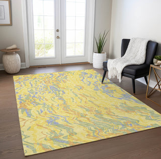 Piper Looms Chantille Swirls ACN1038 Yellow Machine Washable Area Rug Lifestyle Image Feature