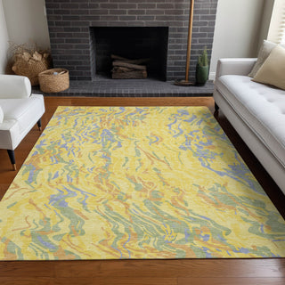 Piper Looms Chantille Swirls ACN1038 Yellow Machine Washable Area Rug Lifestyle Image Feature