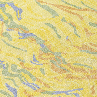 Piper Looms Chantille Swirls ACN1038 Yellow Machine Washable Area Rug Swatch Image