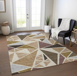 Piper Looms Chantille Geometric ACN1039 Beige Machine Washable Area Rug Lifestyle Image Feature