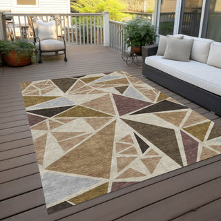 Piper Looms Chantille Geometric ACN1039 Beige Machine Washable Area Rug Outdoor Lifestyle Image Feature