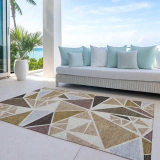 Piper Looms Chantille Geometric ACN1039 Beige Machine Washable Area Rug Outdoor Lifestyle Image Feature