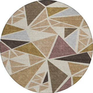 Piper Looms Chantille Geometric ACN1039 Beige Machine Washable Area Rug Round Main Image