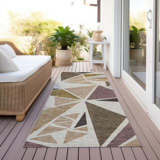 Piper Looms Chantille Geometric ACN1039 Beige Machine Washable Area Rug Runner Outdoor Lifestyle Image Feature