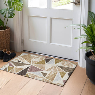 Piper Looms Chantille Geometric ACN1039 Beige Machine Washable Area Rug Scatter Lifestyle Image Feature