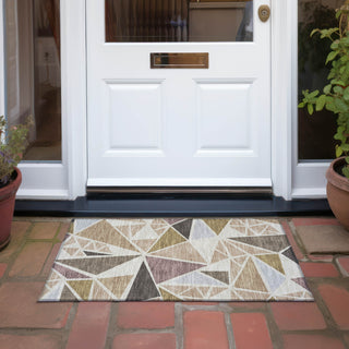 Piper Looms Chantille Geometric ACN1039 Beige Machine Washable Area Rug Scatter Outdoor Lifestyle Image Feature