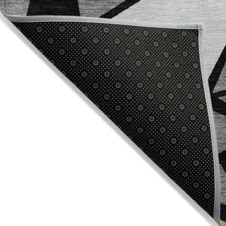 Piper Looms Chantille Geometric ACN1039 Black Machine Washable Area Rug Backing Image