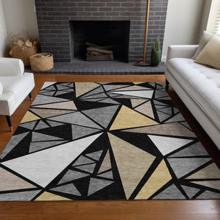 Piper Looms Chantille Geometric ACN1039 Black Machine Washable Area Rug Lifestyle Image Feature