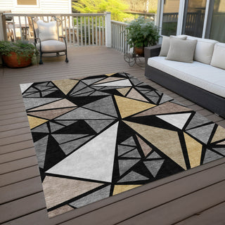 Piper Looms Chantille Geometric ACN1039 Black Machine Washable Area Rug Outdoor Lifestyle Image Feature