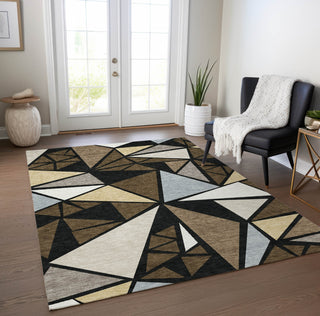 Piper Looms Chantille Geometric ACN1039 Brown Machine Washable Area Rug Lifestyle Image Feature