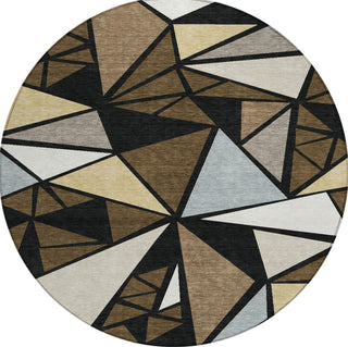 Piper Looms Chantille Geometric ACN1039 Brown Machine Washable Area Rug Round Main Image
