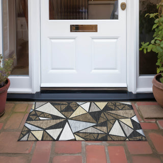 Piper Looms Chantille Geometric ACN1039 Brown Machine Washable Area Rug Scatter Outdoor Lifestyle Image Feature