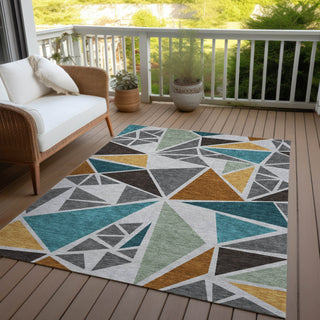 Piper Looms Chantille Geometric ACN1039 Gray Machine Washable Area Rug Outdoor Lifestyle Image Feature