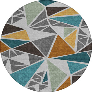 Piper Looms Chantille Geometric ACN1039 Gray Machine Washable Area Rug Round Main Image
