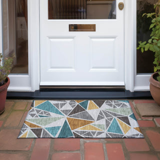 Piper Looms Chantille Geometric ACN1039 Gray Machine Washable Area Rug Scatter Outdoor Lifestyle Image Feature