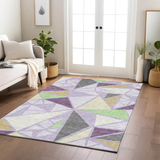Piper Looms Chantille Geometric ACN1039 Lavender Machine Washable Area Rug Lifestyle Image Feature