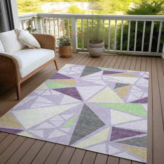 Piper Looms Chantille Geometric ACN1039 Lavender Machine Washable Area Rug Outdoor Lifestyle Image Feature