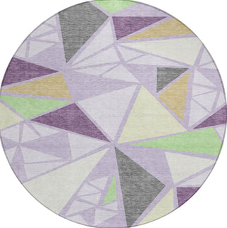 Piper Looms Chantille Geometric ACN1039 Lavender Machine Washable Area Rug Round Main Image