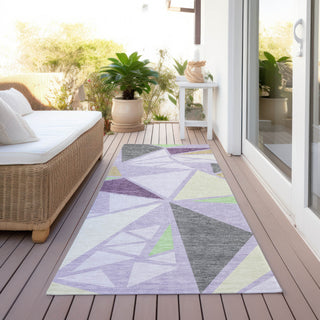 Piper Looms Chantille Geometric ACN1039 Lavender Machine Washable Area Rug Runner Outdoor Lifestyle Image Feature