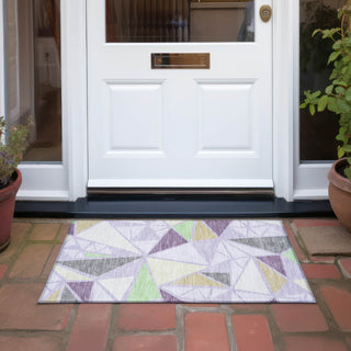 Piper Looms Chantille Geometric ACN1039 Lavender Machine Washable Area Rug Scatter Outdoor Lifestyle Image Feature