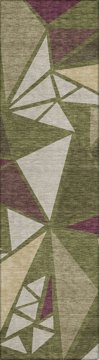 Piper Looms Chantille Geometric ACN1039 Olive Machine Washable Area Rug Runner Main Image