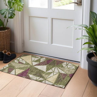 Piper Looms Chantille Geometric ACN1039 Olive Machine Washable Area Rug Scatter Lifestyle Image Feature