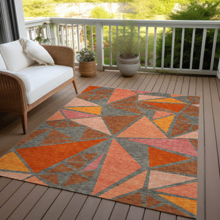 Piper Looms Chantille Geometric ACN1039 Rust Machine Washable Area Rug Outdoor Lifestyle Image Feature