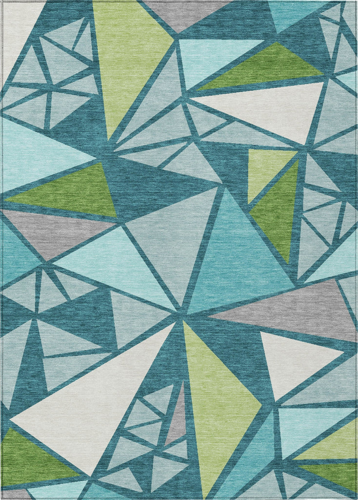 Piper Looms Chantille Geometric ACN1039 Teal Machine Washable Area Rug main image