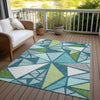 Piper Looms Chantille Geometric ACN1039 Teal Machine Washable Area Rug Outdoor Lifestyle Image Feature