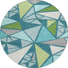 Piper Looms Chantille Geometric ACN1039 Teal Machine Washable Area Rug Round Main Image
