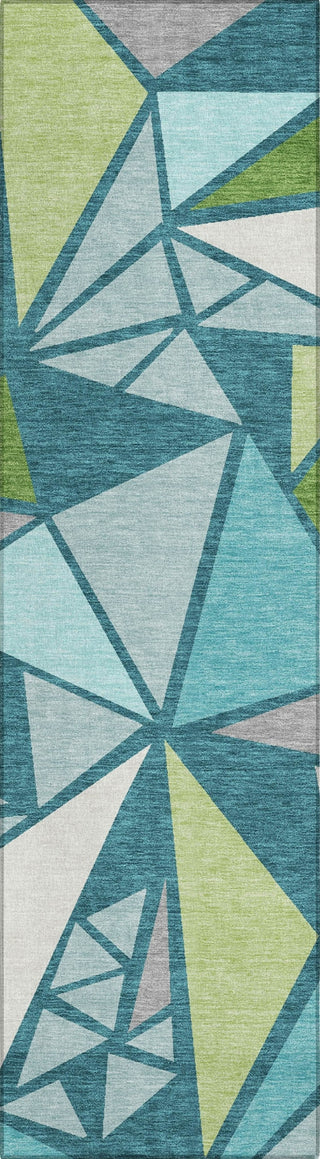 Piper Looms Chantille Geometric ACN1039 Teal Machine Washable Area Rug Runner Main Image