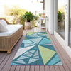 Piper Looms Chantille Geometric ACN1039 Teal Machine Washable Area Rug Runner Outdoor Lifestyle Image Feature
