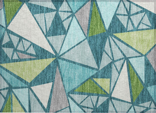 Piper Looms Chantille Geometric ACN1039 Teal Machine Washable Area Rug Scatter Main Image