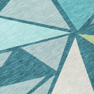Piper Looms Chantille Geometric ACN1039 Teal Machine Washable Area Rug Swatch Image