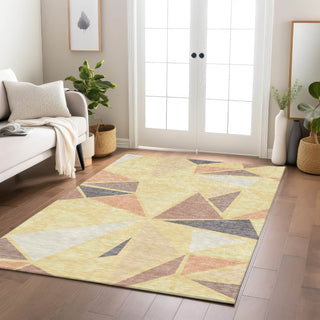 Piper Looms Chantille Geometric ACN1039 Wheat Machine Washable Area Rug Lifestyle Image Feature