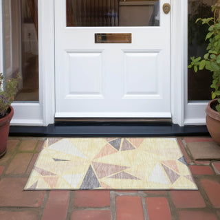 Piper Looms Chantille Geometric ACN1039 Wheat Machine Washable Area Rug Scatter Outdoor Lifestyle Image Feature