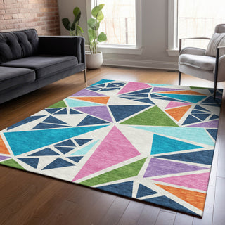 Piper Looms Chantille Geometric ACN1039 White Machine Washable Area Rug Lifestyle Image Feature