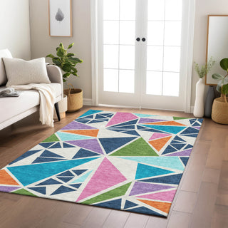 Piper Looms Chantille Geometric ACN1039 White Machine Washable Area Rug Lifestyle Image Feature