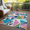 Piper Looms Chantille Geometric ACN1039 White Machine Washable Area Rug Outdoor Lifestyle Image Feature