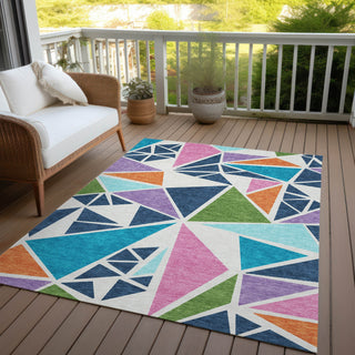 Piper Looms Chantille Geometric ACN1039 White Machine Washable Area Rug Outdoor Lifestyle Image Feature