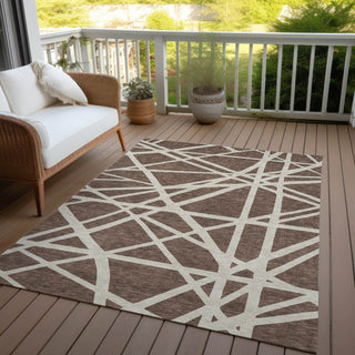 Piper Looms Chantille Geometric ACN1040 Brown Machine Washable Area Rug Outdoor Lifestyle Image Feature