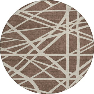 Piper Looms Chantille Geometric ACN1040 Brown Machine Washable Area Rug Round Main Image