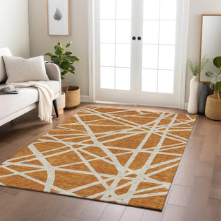 Piper Looms Chantille Geometric ACN1040 Copper Machine Washable Area Rug Lifestyle Image Feature